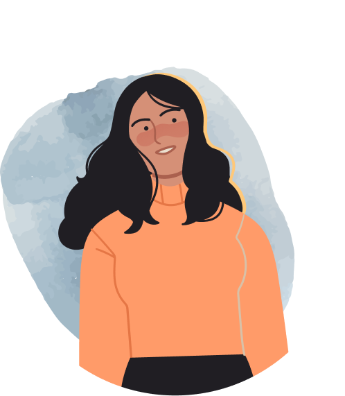 Woman in orange turtleneck illustration
