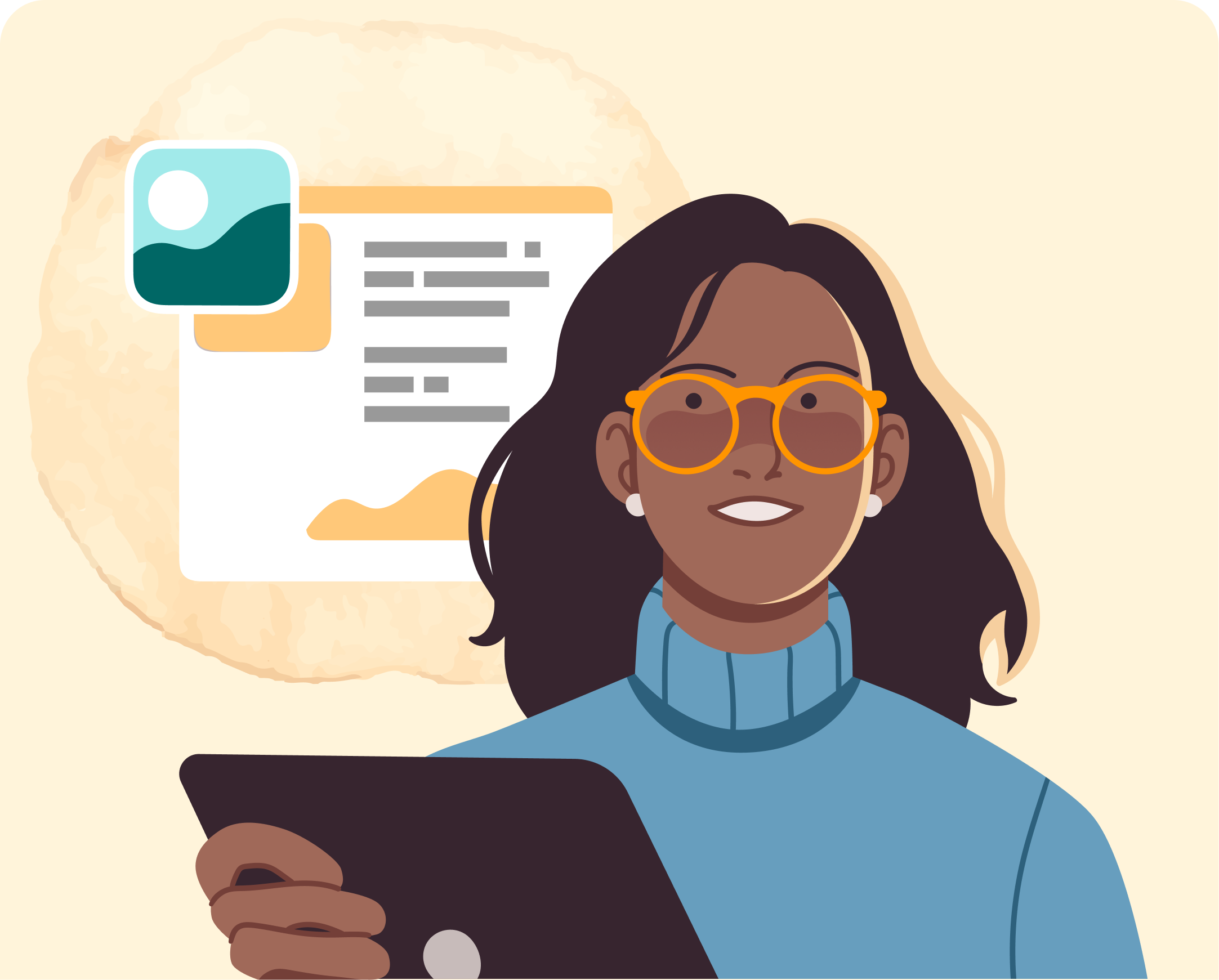 Woman with tablet illustration