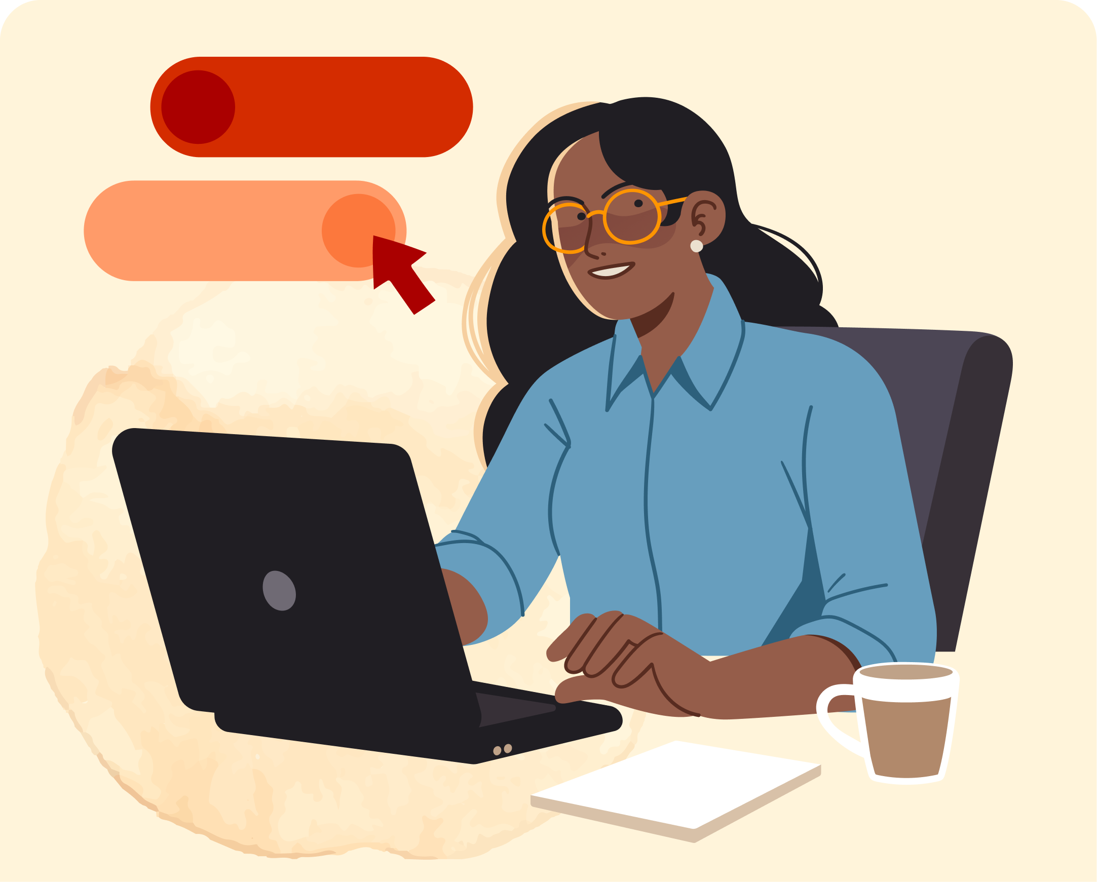 Woman at laptop illustration