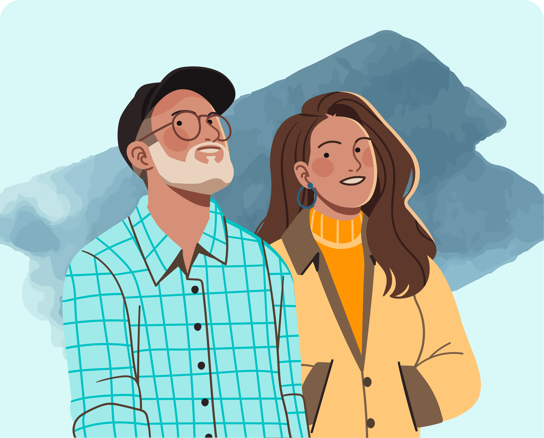 Two people looking into distance illustration