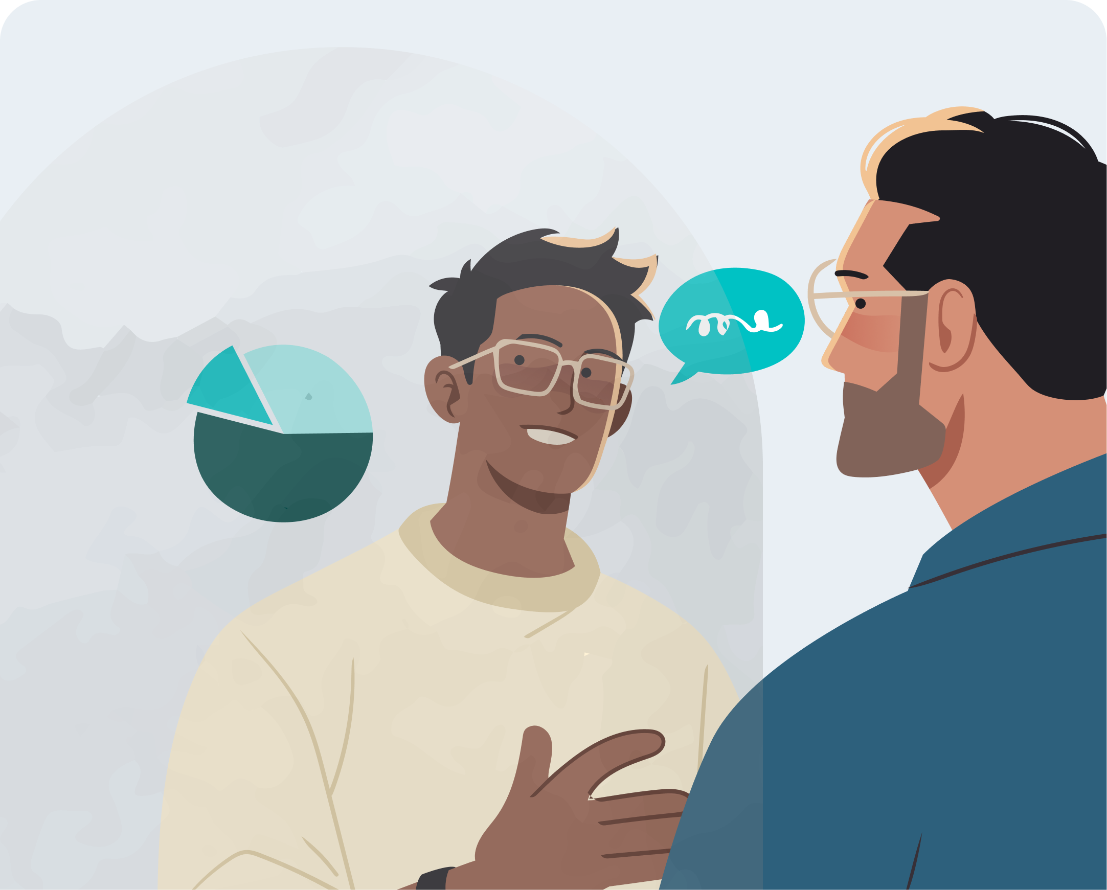 Two people talking about ideas illustration
