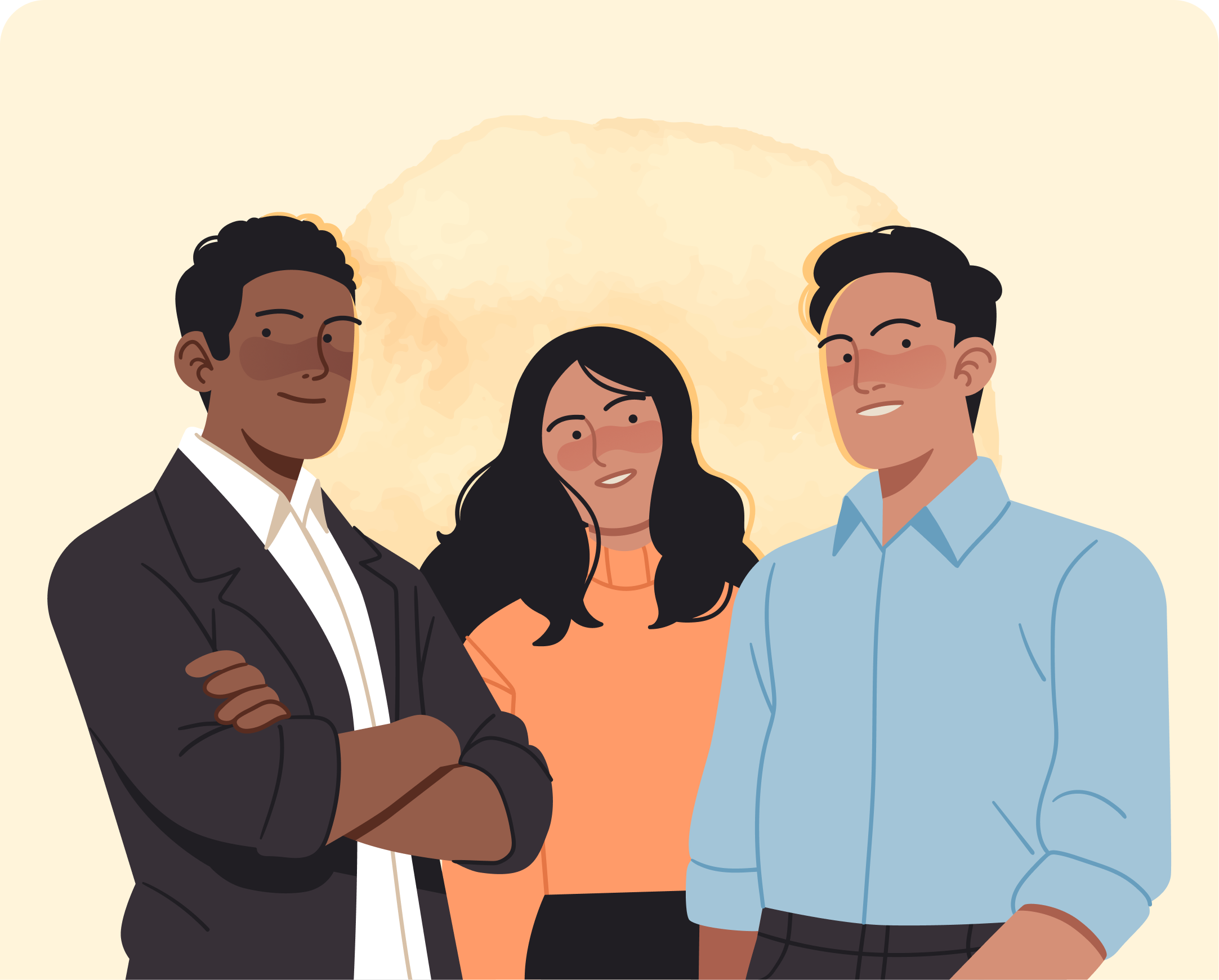 Three people illustration